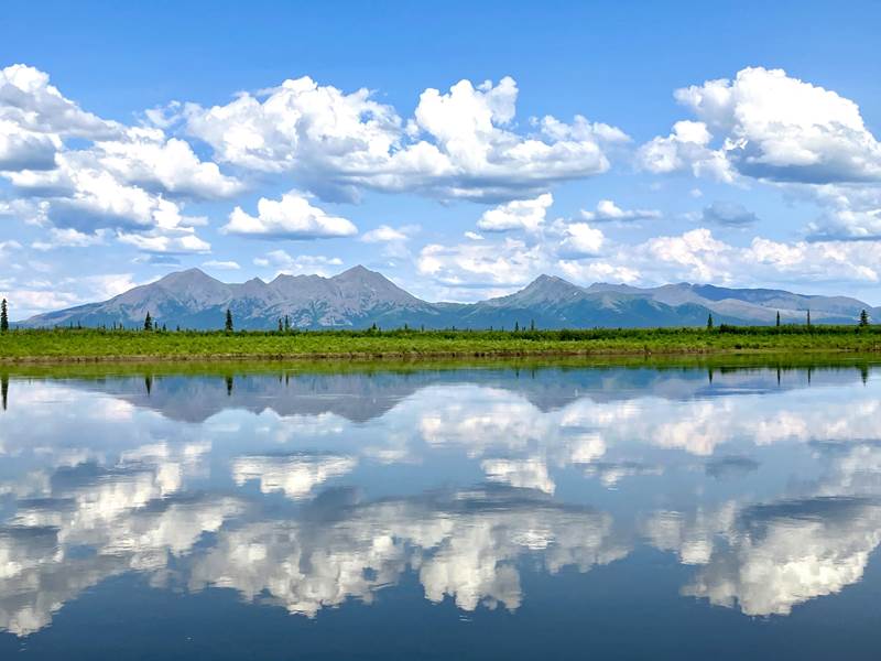 The Jade Mountains reflected in the Kobuk River