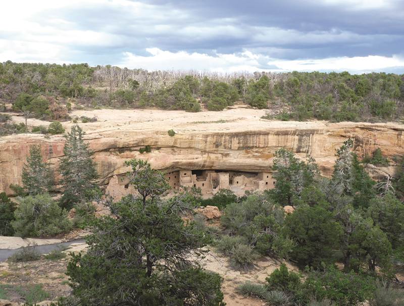 View of cliff dwelling from across canyon